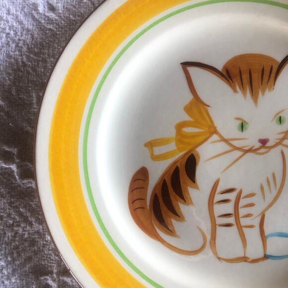 Vintage 60s 70s  Stangl “Ginger Cat” 9" Plate with Stand Kiddieware Collectible - Picture 4 of 9